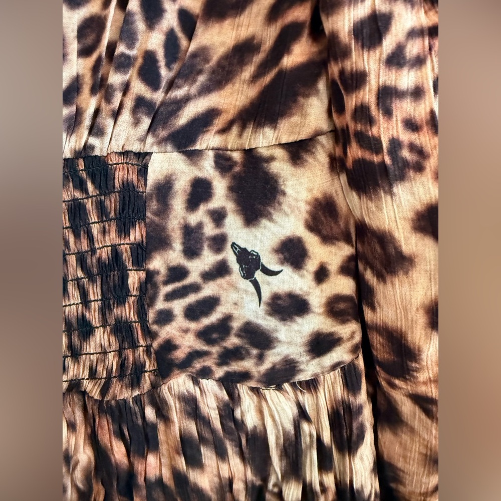 ALL SAINTS Zora Evita Dress New With Tags Brown Animal Print Size 8 - Picture 15 of 16